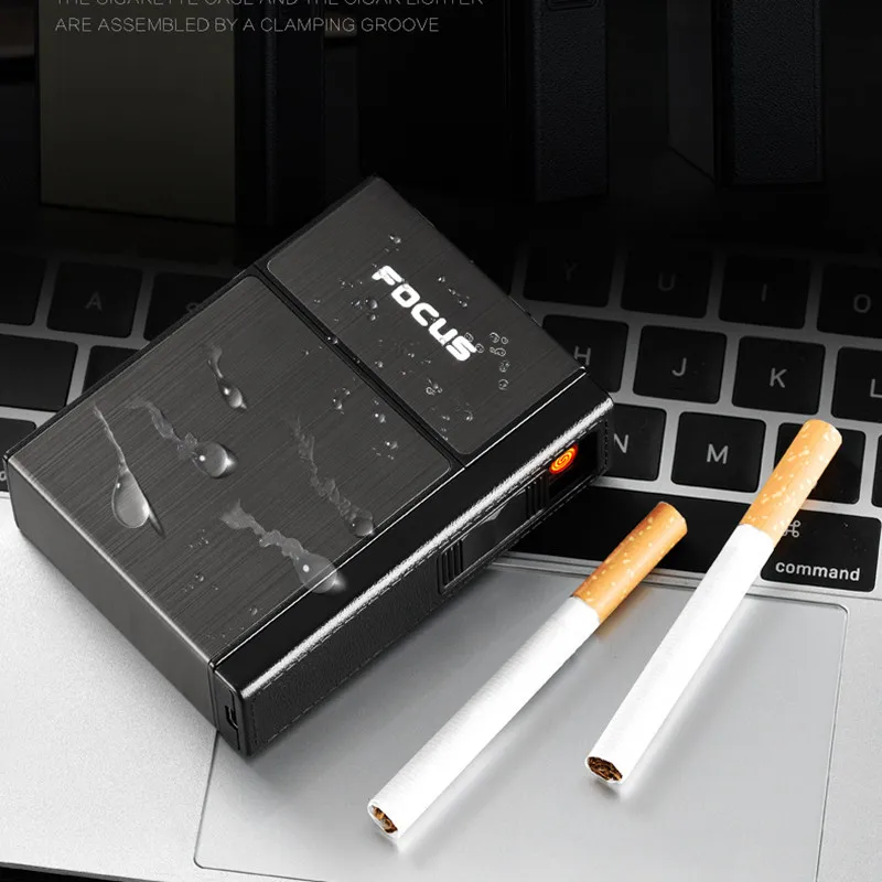 Съемный портсигар с зажигалкой 20 шт. сигарета держатель табака коробка USB