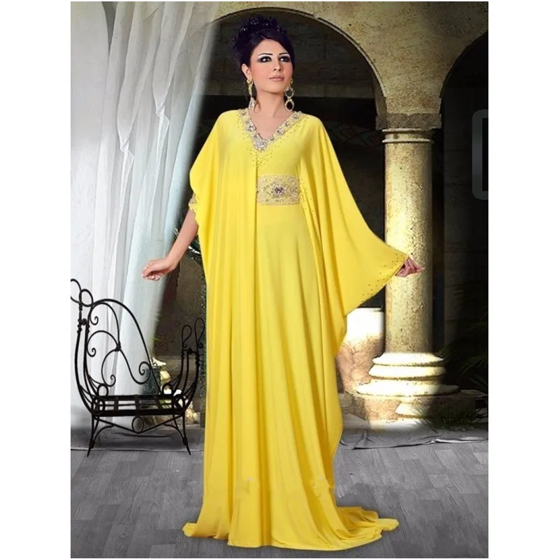 yellow caftan dress