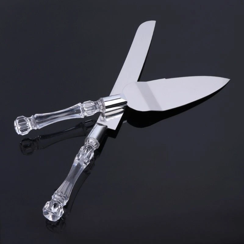 2pcs/set New Wedding Cake Cutting Server Set Stainless Steel Anniversary Parties Tableware