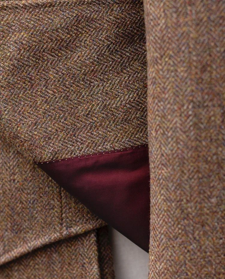 2019 Airtailors Brown Herringbone Tweed Wedding Suits For Men Notch ...