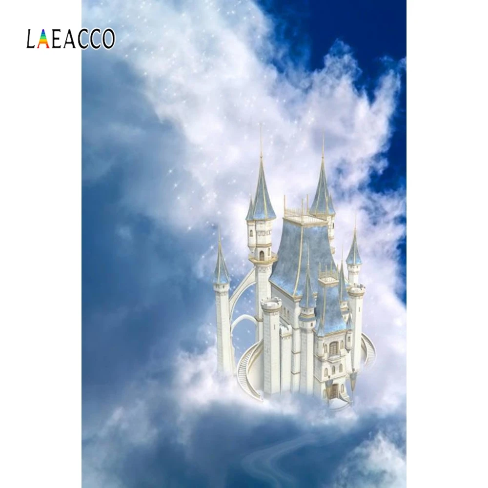 Laeacco голубой Небесный замок фотографии фоны Детские Портретные Семейные персонализированные фотографические фоны для фотостудии