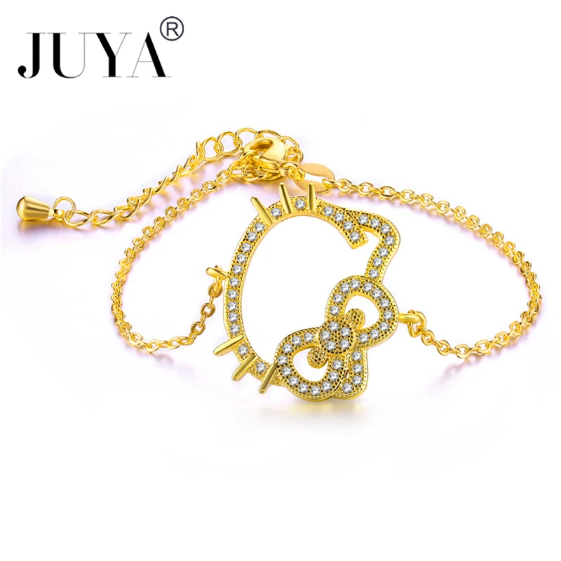 Колье bracciali Donna модные браслеты hello kitty для женщин девушек ювелирные изделия подарок sieraden золотистый Серебристый с розой золотой браслет