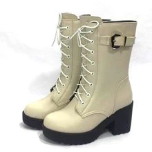 AIYUQI; Новинка года; Модные Военные сапоги на высоком каблуке; женская зимняя обувь на платформе; женские сапоги; 1 пара; женские сапоги из натуральной кожи