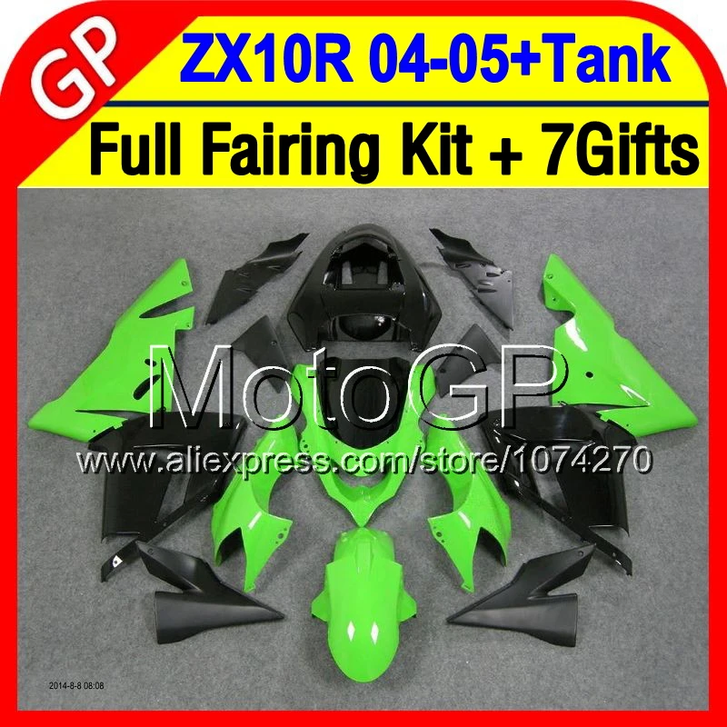 7 подарки + Бак На KAWASAKI NINJA ZX10R 04-05 2004 2005 Тела 19P30 Зеленый черный ZX-10R ZX 10R 10 R 04 05