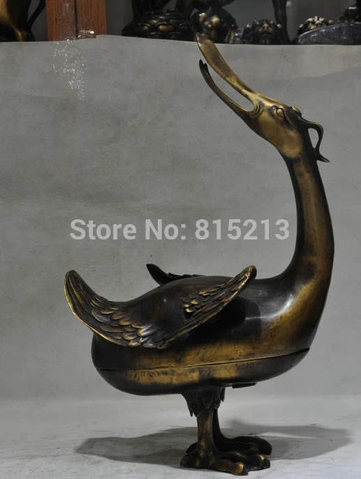 

bi001131 16" Marked Chinese Dynasty Bronze Duck quacker Statue Incense Burner Censer Zun