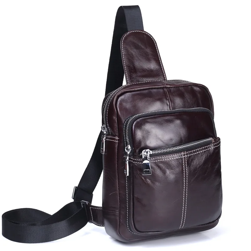

New Vintage Genuine leather men bag male Chest bag soft skin Natural leather High quality shoulder bags Travel bag handbags