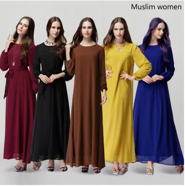 Muslim women Long sleeve Dubai Dress maxi abaya jalabiya islamic women dress...