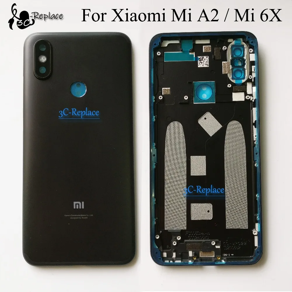 Черный/золотой/розовый/красный 5,99 дюймов для Xiaomi mi A2 mi A2 задняя Батарея крышка дверца батарейного Корпус задняя Стекло Запчасти для Xiaomi mi 6X mi 6X