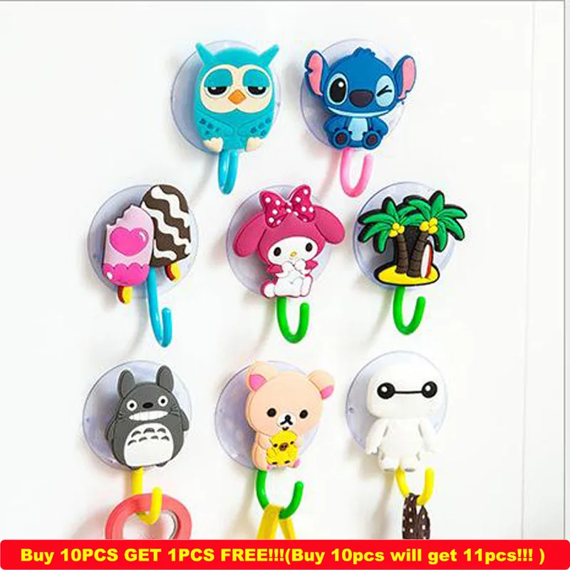 Bathroom kitchen multipurpose cartoon strong chuck hook nail non trace towel hook hanging hook