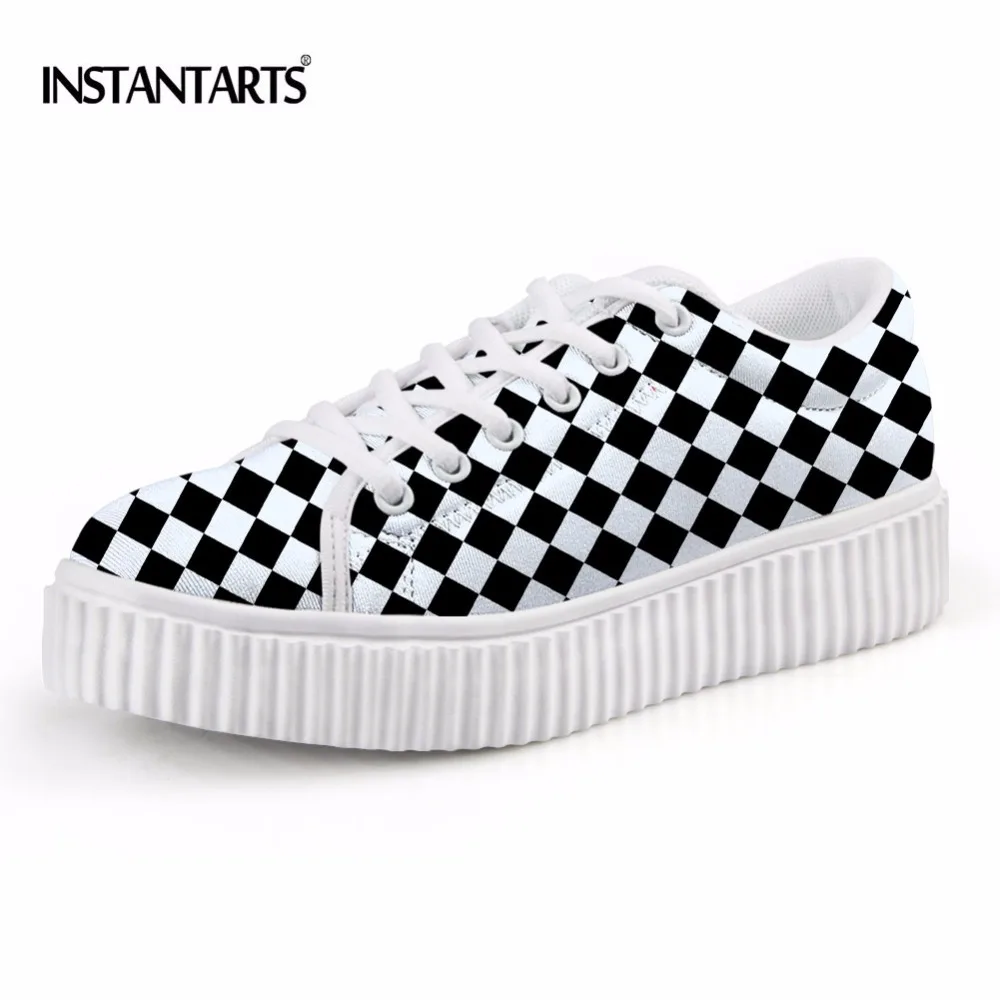 Aliexpress.com : Buy INSTANTARTS Fashion Checkered Pattern Women Flat Platform Shoes Female 