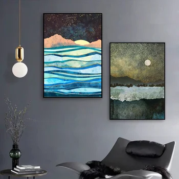 

Abstract landscape art Star Sea and Stars Canvas Poster Natural poster Wall Pictures for Living Room No Frame
