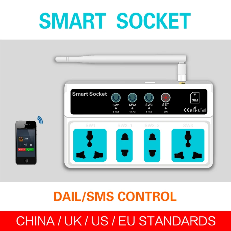 5 Pieces SC3-GSM Cellphone Mobile Phone GSM RC Remote Control Smart Socket Power Switch Energy-saving Wireless GSM power socket