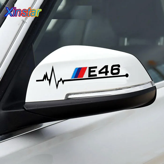 

2pcs Latest design M power performance car rearview mirror sticker for BMW M3 M5 1 3 5 Series E30 E34 E36 E39 E46 E60 E90 E87