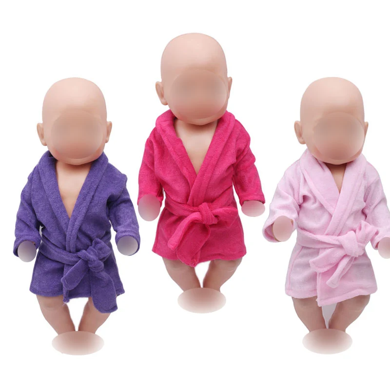 Poupées vêtements 43 cm bébé poupée pyjama robe peignoir 3 couleurs ajustement américain 18 pouces fille poupée robe accessoires f260-f313