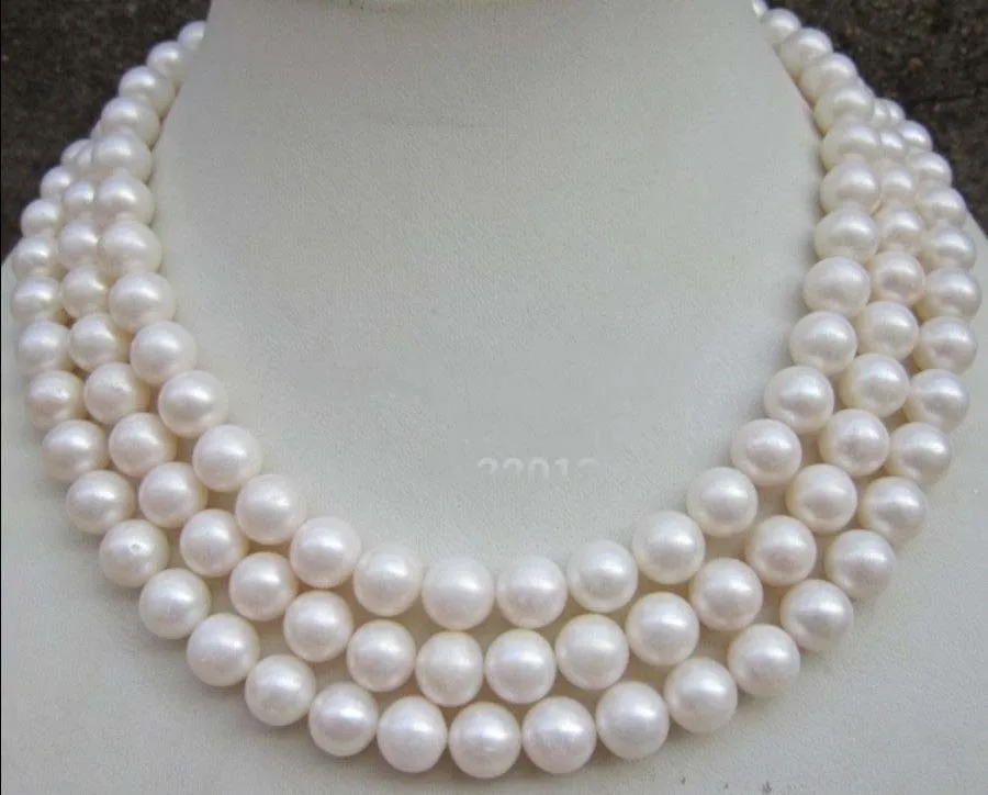 

very good 50" AAA 9-10MM PERFECT PEACOCK AKOYA WHITE PEARL NECKLACE 14KGP GOLD CLASP Silver hook Wholesale Jewelry necklaces