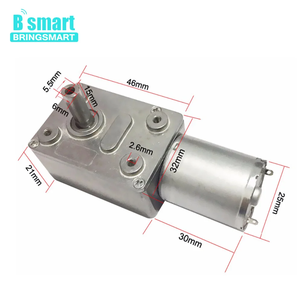 Bringsmart JGY 370 12V DC червячный редуктор 24V Turbo заряженный мини самоблокирующийся