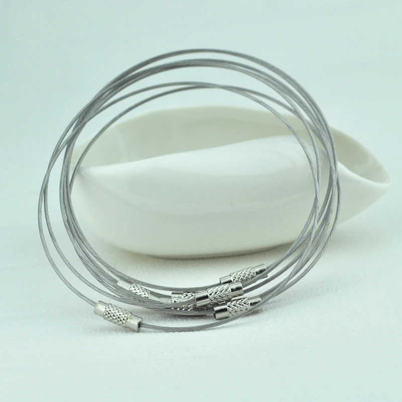 

10pcs/lot Silver Stainless Steel Bracelet Wire Cord 1mm For Jewelry Making Length 23cm Craft Bangle Bracelets DIY Cords
