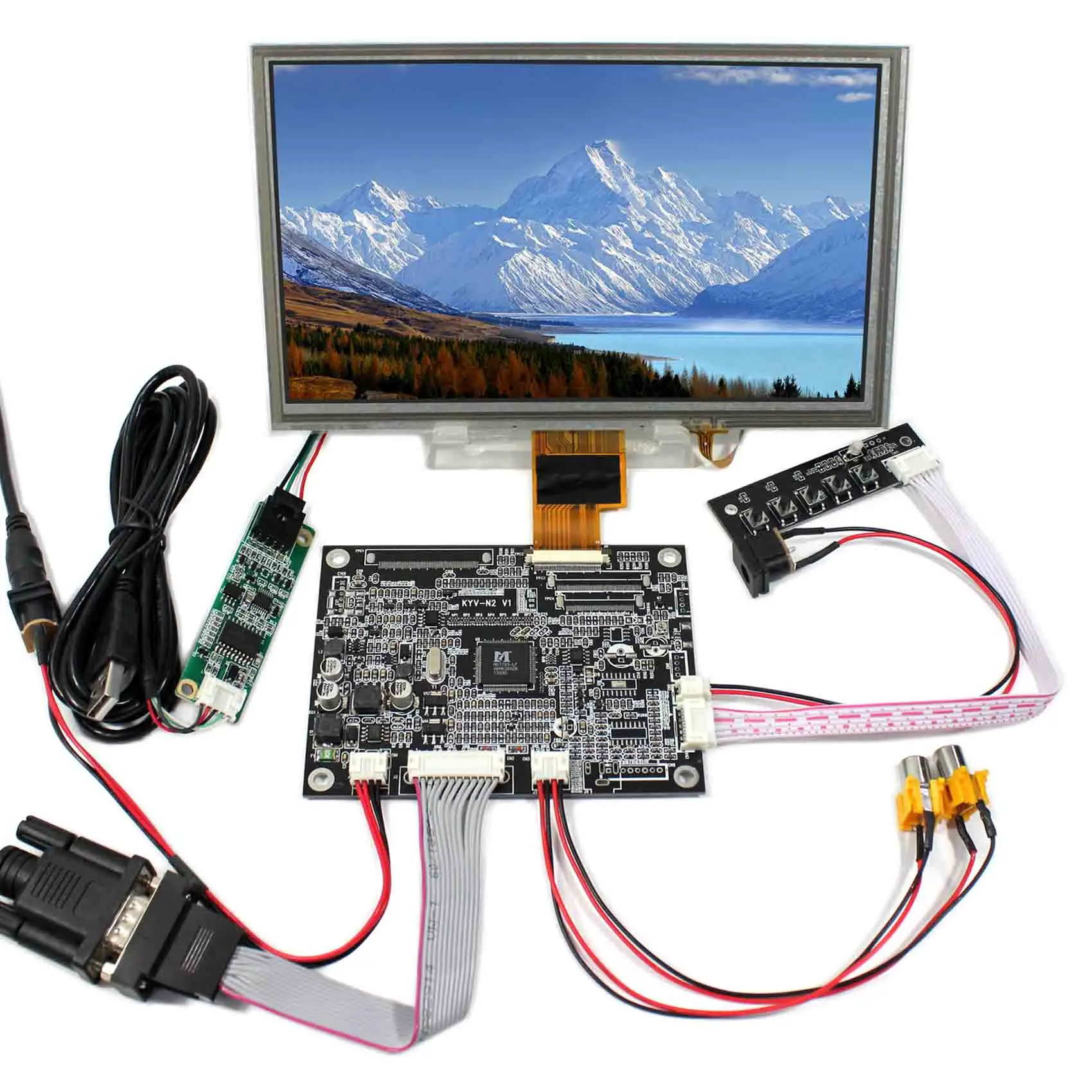 

8inch ZJ080NA-08A 1024x600 Resistive Touch LCD Screen+VGA 2AV Reversing LCD Controller Board KYV-N2 V1