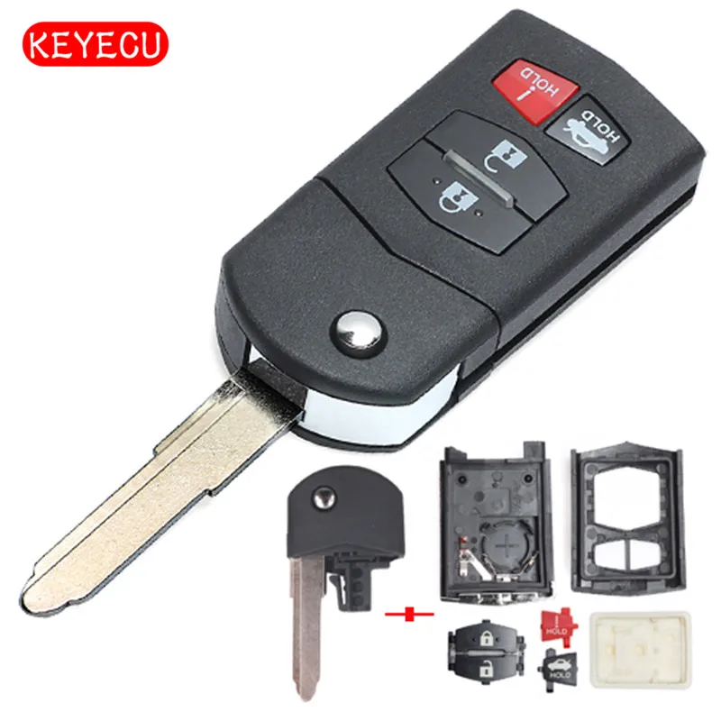 

Keyecu 3pcs/lot Flip Remote Key Case Shell Fob 4 Button for Mazda 3 6 MX-5 Miata 2006-2015