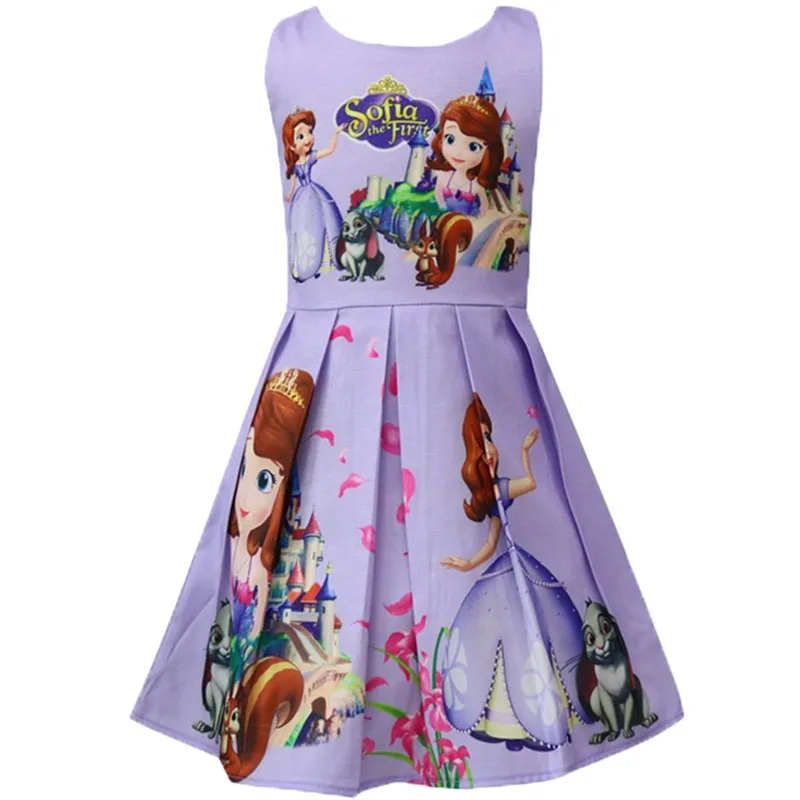 

2018 New Summer Princess Sofia Printed Dresses For Girls Halloween Birthday Party Vestidos Dress Infant Children Flower Clothing