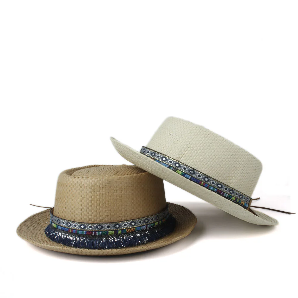 Соломенная шляпа от солнца для женщин и мужчин, летняя шляпа от свинины, шляпа от солнца, женская шляпа на плоской подошве, Пляжная Панама, пляжная шляпа, размер 57-60 см