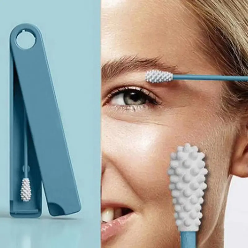 

Reusable Silicone Cotton Swab Double Tips Ear Cleaning Makeup Sticks Rough Friction Smooth Q-Tip Cosmetic Buds Travel Portable