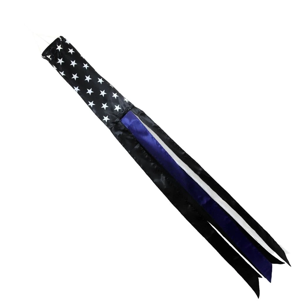 

USA THIN BLUE LINE WINDSOCK flying MILITARY flag garden FL755 twirling