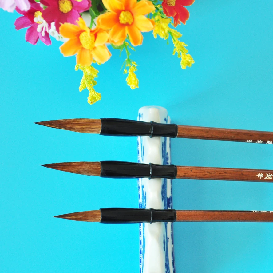3pcs/set Chinese Calligraphy Brush Weasel Hair Drawing Brush With Pen