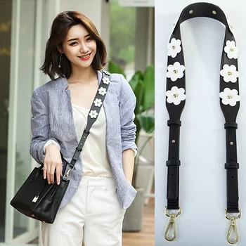 

Women Flower Leather Shoulder Bag Strap New PU Casual Adjustable Handbag Belts For Female 2019 Colorful Bag Parts Accessories
