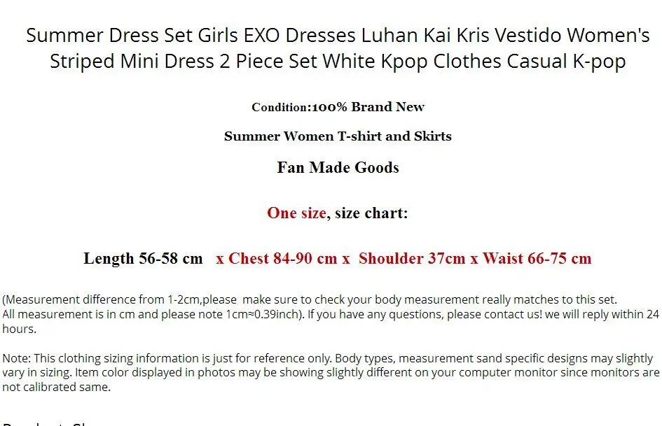 Kris Line Size Chart