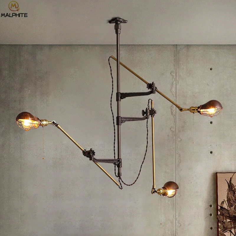 

American Retro pendant lights Folding swivel Stand industrial decor hanging cafe lighting luminaires artistic Iron pendant lamp