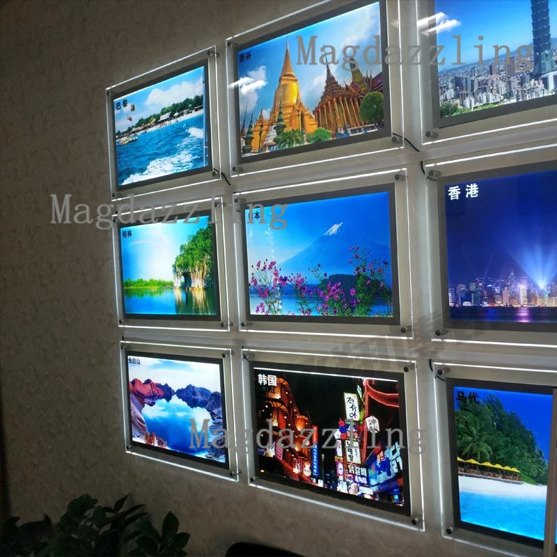 6Units A2 Slim LED Acrylic Picture Frame/LED Illuminated Photo Frame