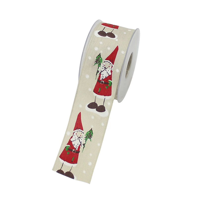 HUADODO 40 мм 1-1/" усиленные края рождественские ленты тканевая лента для Рождественского украшения Новогодняя подарочная упаковка 10 метров - Цвет: Santa Claus