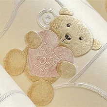 Защита окружающей среды мультфильм милый медведь нетканые обои 3D стерео тиснением для мальчиков и девочек детская комната стены рулон бумаги