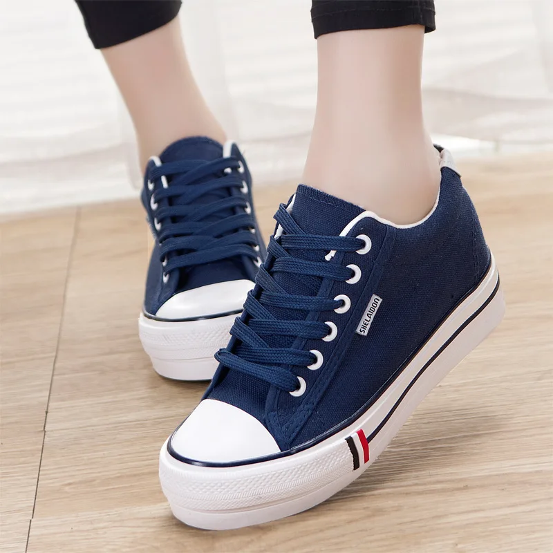 Confortable Femme Cool Croissante Pop Mode Sauvage St265 bleu Hauteur Dentelle Noir Up Belle wine blanc D'été Toile Chaussures Red Respirant De xXqYw0vq