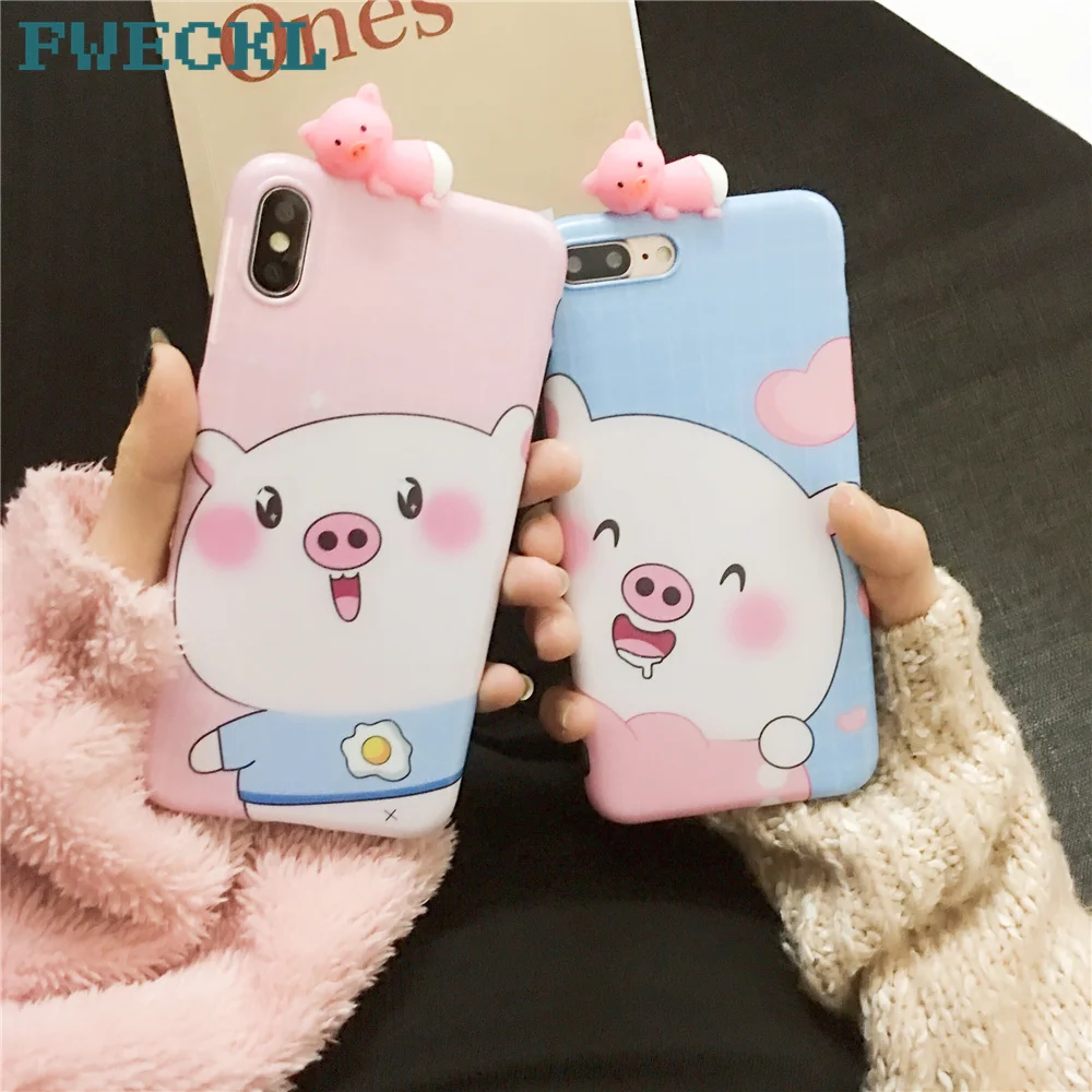 Phone Case For iPhone 6 6S 7 8 Plus X XS XR Max Cartoon Funny 3D Doll Pig Soft TPU Cute Back Cover Cases Funda |
