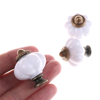 1pcs White Metal Plastic Vintage Style Door Knobs Cabinet Drawer Cupboard Kitchen Pull Handle Durable With Screw