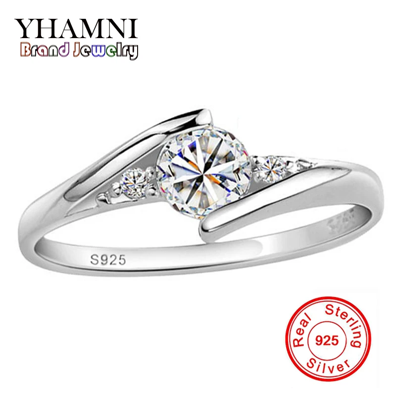 

YANHUI Real 100% 925 Solid Silver Ring 0.5 Carat CZ Diamant Wedding Rings For Women RING SIZE 4 5 6 7 8 9 10 YH500036