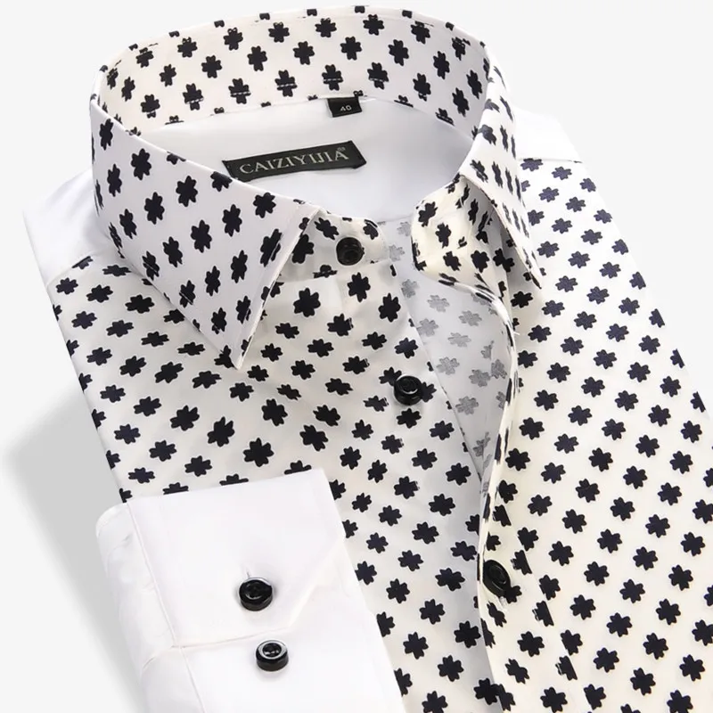 2018 Новые цветочные рубашка Хорошее качество 100% хлопок лоскутное длинные рукава slim fit печати повседневные рубашки мужской моды мужские