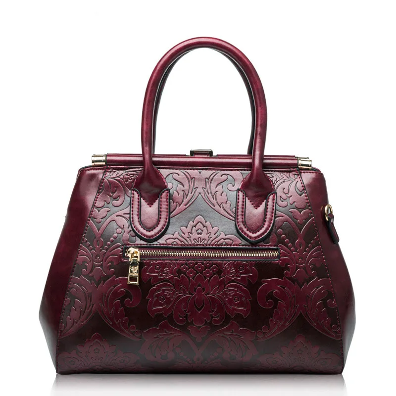 

New luxury leather first layer leather women's portable fashion trend elegant retro style portable shoulder bag 2018