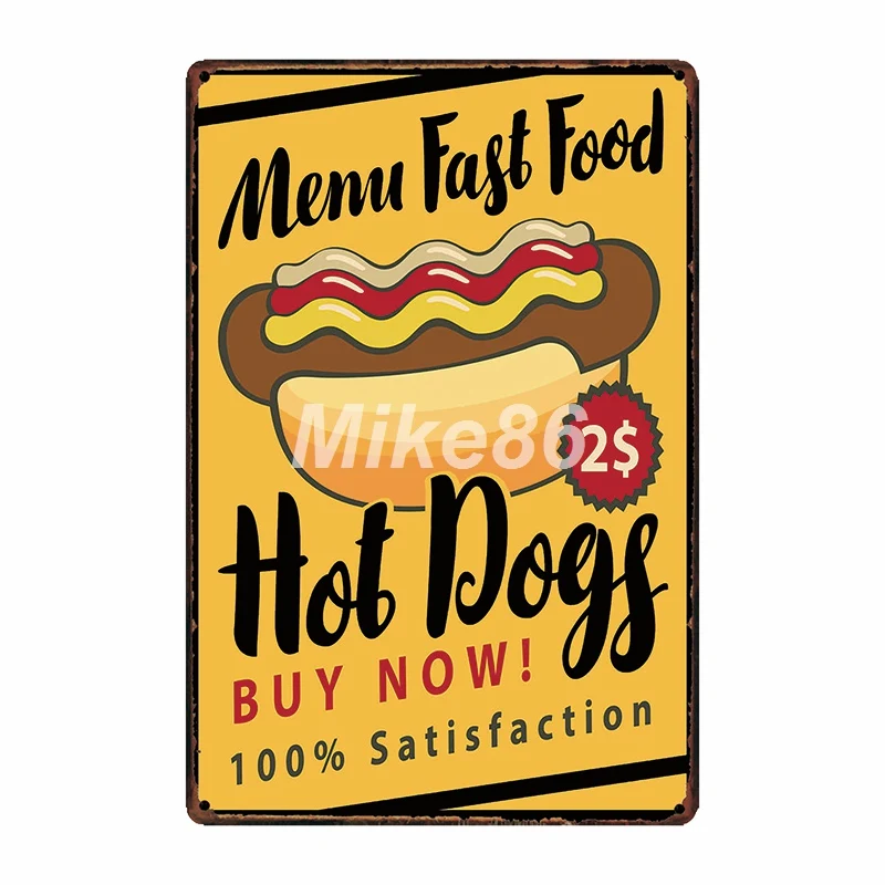 Frais hot dogs diner américain grande Poster En Métal Tin plaque métal signe bar Frais hot dogs diner américain grande Poster En Métal Tin plaque métal signe bar