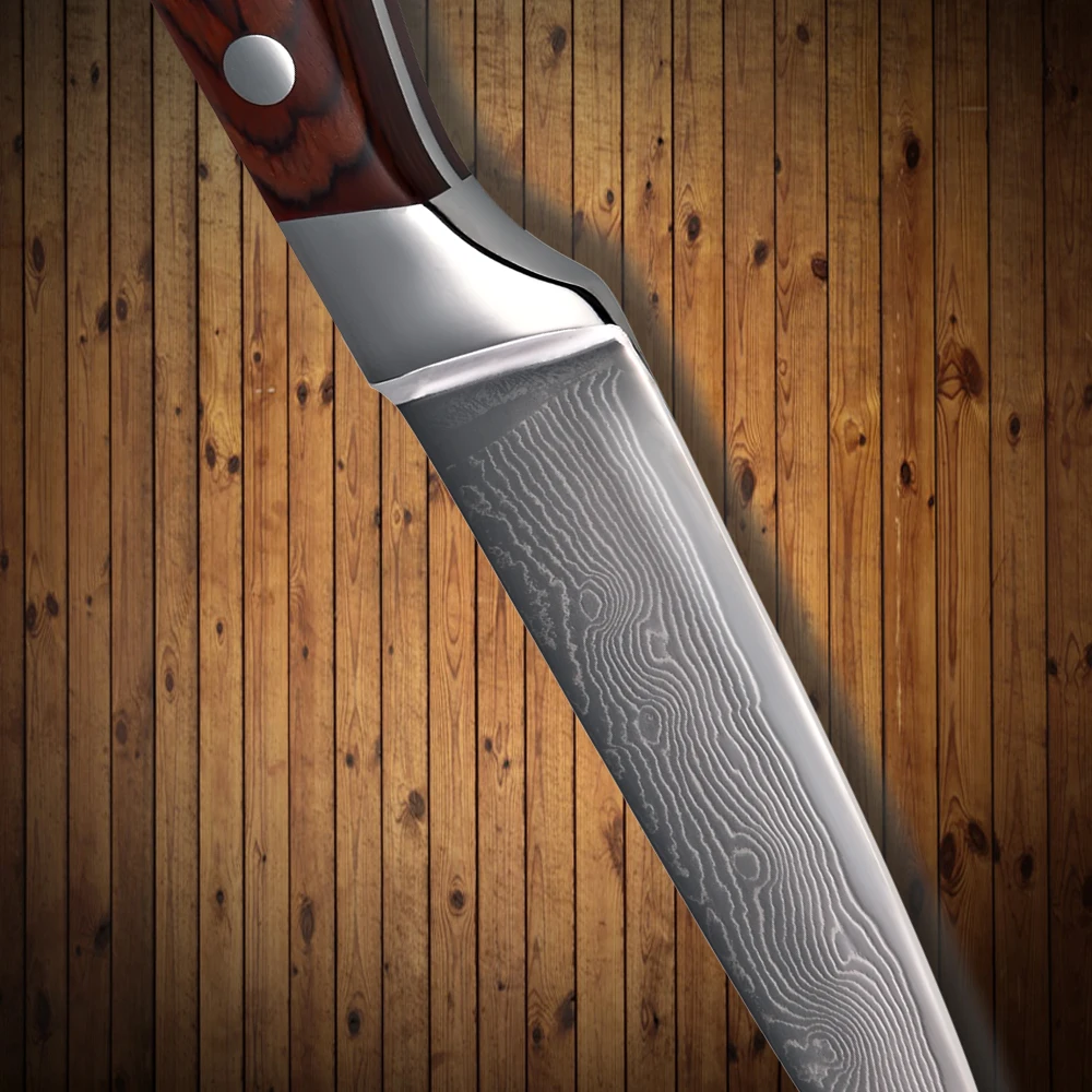 HOT Brand 3.5 Inch Fruit Damascus Knife Japanese VG10 Damascus Steel Kitchen Knife Color Wood Handle Sharp Blade Knife Tools