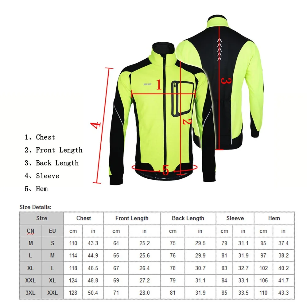 ARSUXEO Winter Warm Thermal Cycling Long Sleeve Jacket Bicycle Clothing Windproof Jersey MTB Mountain Bike Jacket