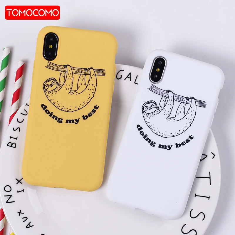 

Cute Cartoon Sloth Animals Cat Emoji Soft Silicon Printed Phone Case For iPhone 11 6 6S 5 5S SE 8 8Plus X 7 7Plus XS Max Fundas