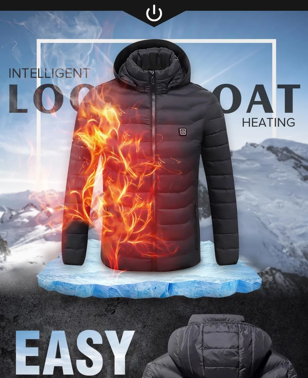 

Men's Cotton-padded Clothes in Winter Warm USB Intelligent Charging Heating Coat Adjustable Temperature Control Safety Clothes
