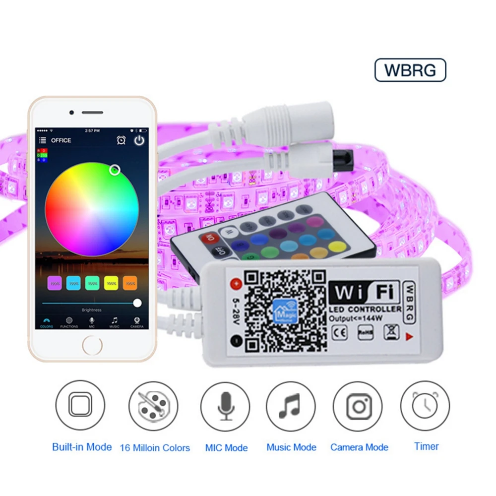 DC5-28V мини wifi RGB/RGBW/RGBWW Светодиодная лента контроллер музыки от Amazon Alexa Google домашний телефон wifi контроллер