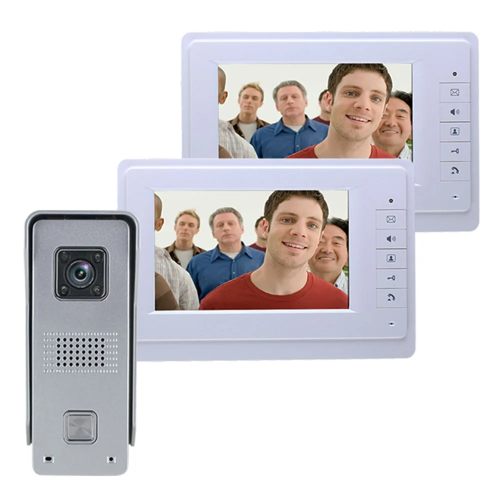 

7'' TFT LCD Wired 2monitor Video Door Phone Visual Video Intercom Speakerphone Intercom System With Waterproof Outdoor IR Camera