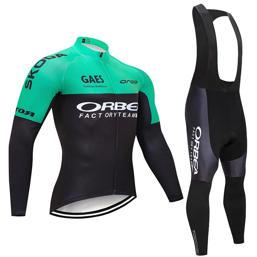 

2018 Green Orbea long sleeve cycling team jersey 9D gel pad bike pants suit MTB Ropa Ciclismo pro bicycling Maillot Culotte wear