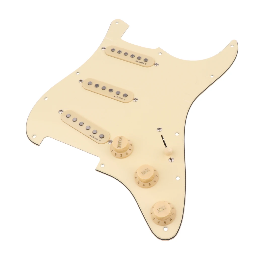1PLY Cream Yellow Alnico Prewired Loaded Pickguard & Screws For Strat Electric Guitar