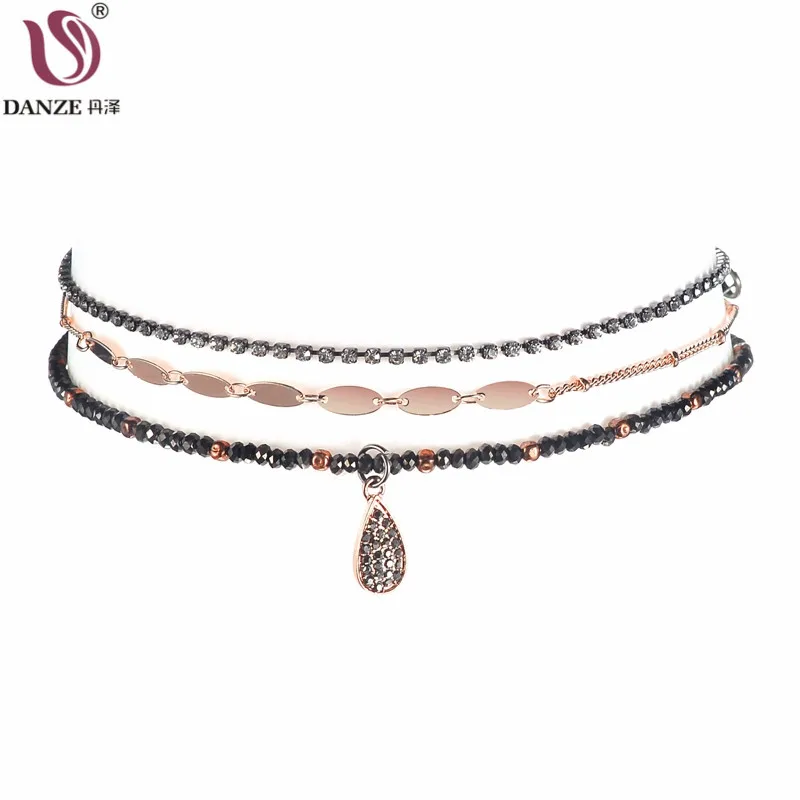 

DANZE Fashion Women's Beads Chain Choker Crystal Water-Drop Neckalce & Pendants Gothic Colar Kolye Jewelry Collier ras du cou